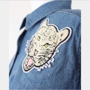 Denim Cheetah Button-Up